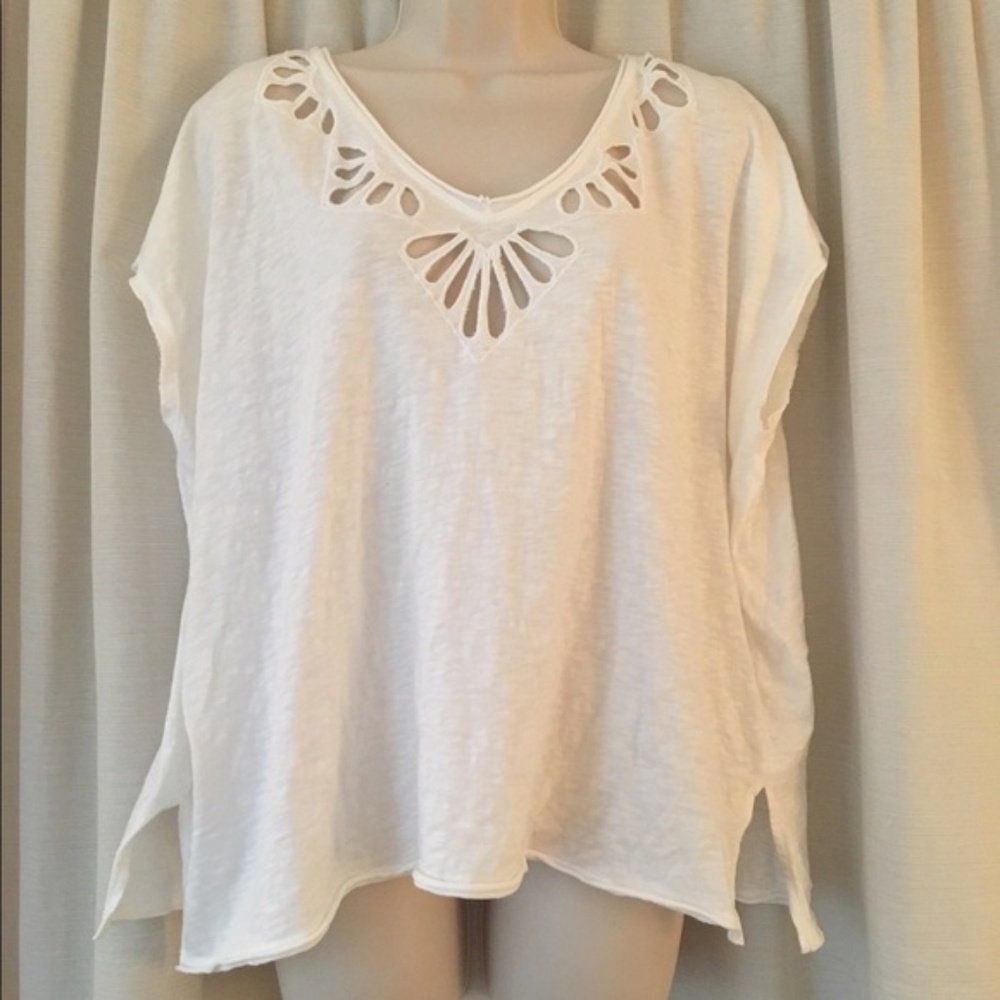 Free People white top with cutouts